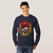 T-Shirt mit Weihnachtskranz und Pudel-Santa-Hut (Vorne ganz)