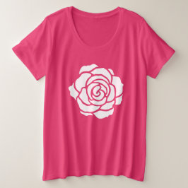 T - Shirt mit weißer Rose Plus Größe