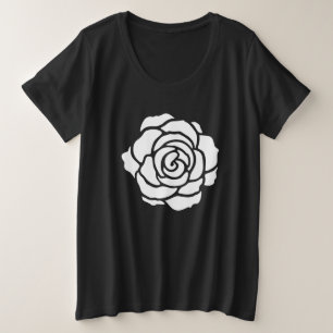 T - Shirt mit weißer Rose Plus Größe