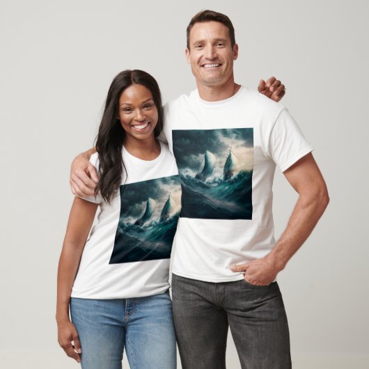 T - Shirt mit zwei Segelbooten im Sturm (Unisex)