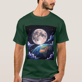 T-Shirt "Mond und Planet Erde"