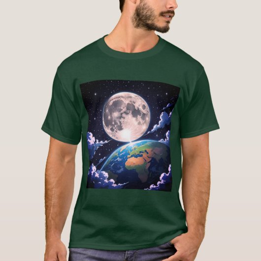 T-Shirt "Mond und Planet Erde" (Vorderseite)