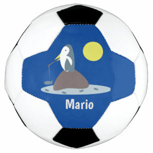 T-Shirt-Monogramm Name Penguin-Angler Fußball