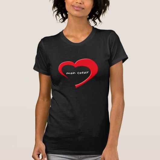 T - Shirt Montages Coeur II (rot auf Dunkelheit) (Vorderseite)