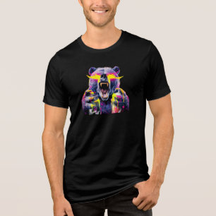 T-Shirt `Neon Graffiti Bär Rebellion78 Tri-Blend Shirt