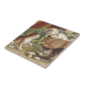 T-SHIRT neugierige Katze Fliese (Seite)