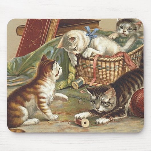 T-SHIRT neugierige Katze Mousepad (Vorne)