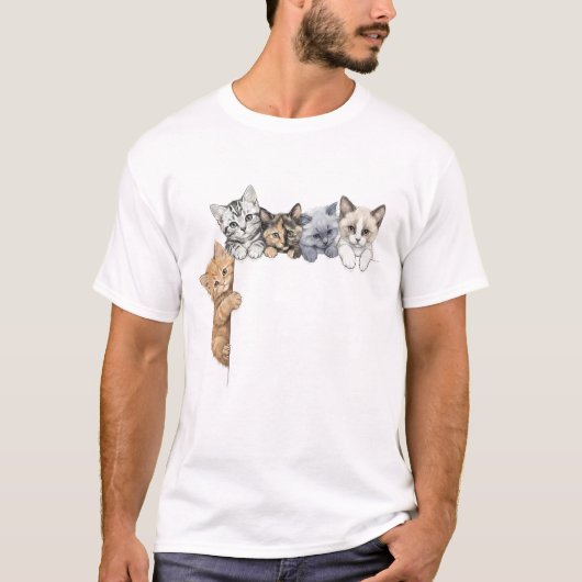 T-Shirt Niedliche spähende Kätzchen Benutzerdefini (Vorderseite)