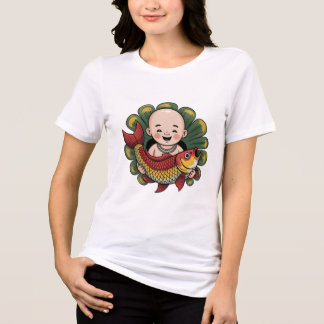 T-Shirt | Niedlicher Junge mit Lucky Koi Tri-Blend Shirt