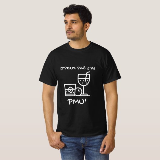 T - Shirt noir "J'peux pas j'ai PMU" (Vorne ganz)