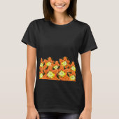 T - Shirt: Orangefarbene und gelbe Blumen T-Shirt (Vorderseite)