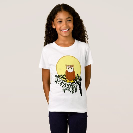 T - Shirt - Owl on Branch (Vorne ganz)