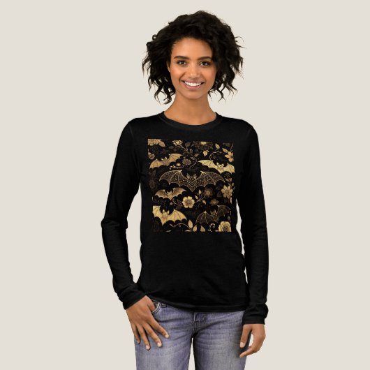 t-shirt pattern with golden bats Tri-Blend shirt (Volle Vorderseite)