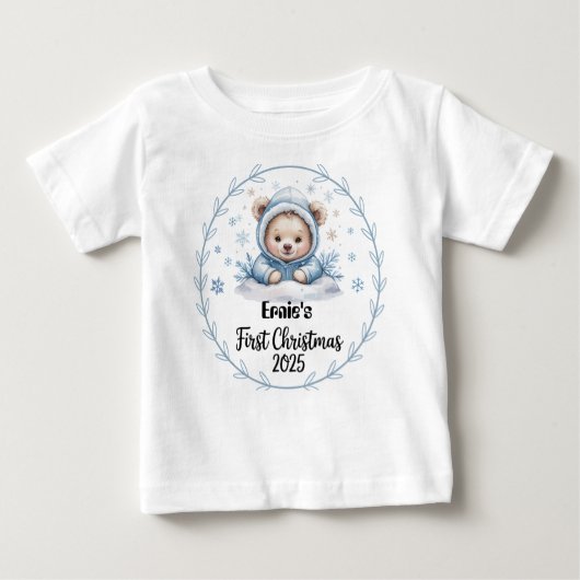 T - Shirt-Personalisiert Baby First Xmas 2025-Boy Baby T-shirt (Vorderseite)
