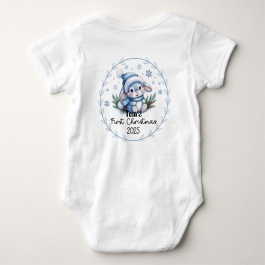 T - Shirt-Personalisiert Baby's First Xmas 2025-Bo Baby Strampler (Rückseite)