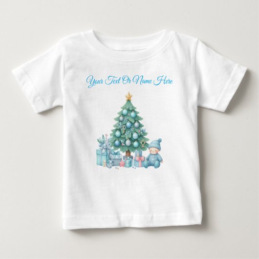 T - Shirt Personalisiert Blue Christmas Baby Jerse (Vorderseite)