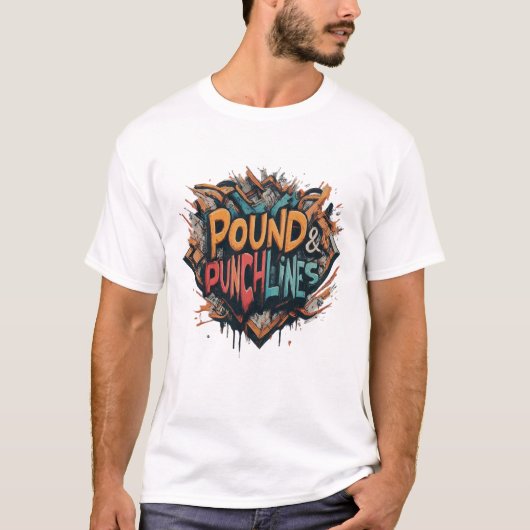 T - Shirt "Pfund und Punchline" in mehrfarbigen Fa (Vorderseite)