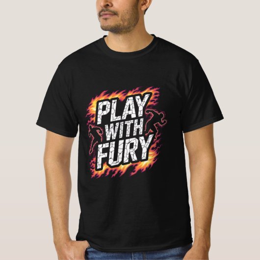 T-Shirt „Play With Fury – Intense Flame Runner“ (Vorderseite)