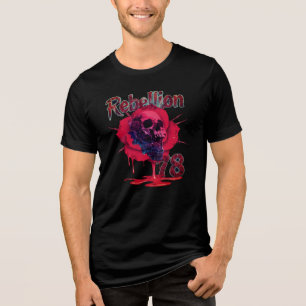 T-Shirt Rebellion78 Rosen Totenkopf Tri-Blend Shirt