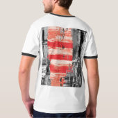 T-Shirt – Red Pulse Abstract Design (Schwarz voll)