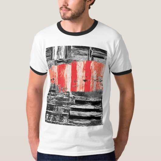 T-Shirt – Red Pulse Abstract Design (Vorderseite)