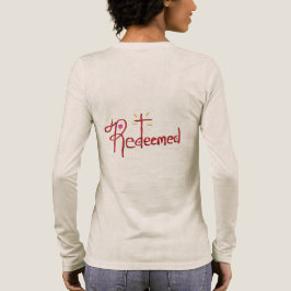 T Shirt ‘Redeemed’ Hand Drawn Text Cross Hearts
