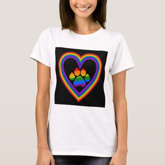 T - Shirt Regenbogenherz mit Pfote (Vorderseite)