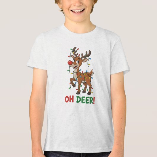 T-Shirt Reindeer With Lights Tri-Blend Shirt (Vorderseite)