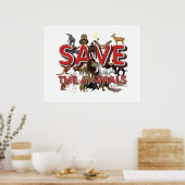 T-SHIRT Rette die Tiere Poster (Küche)