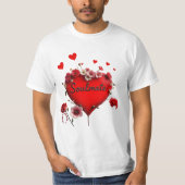 T - Shirt, Rotes Herz und Blume, Seelenverwandte T-Shirt (Vorderseite)