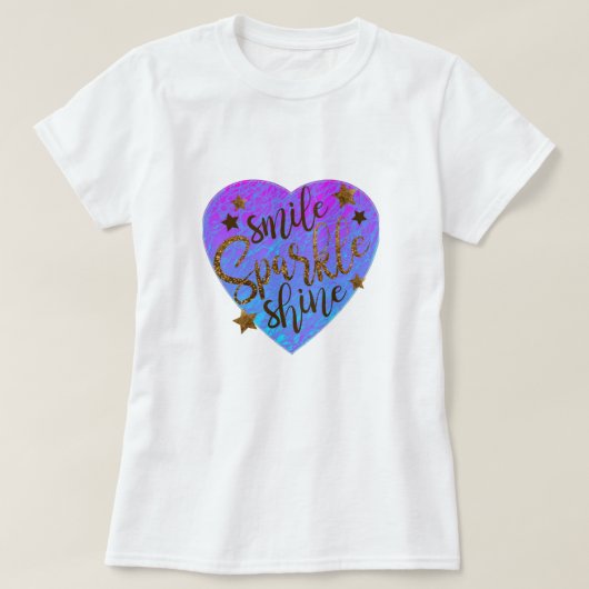 T - Shirt S M L XL Blaues Herz Lächeln Sparkle Shi (Design vorne)