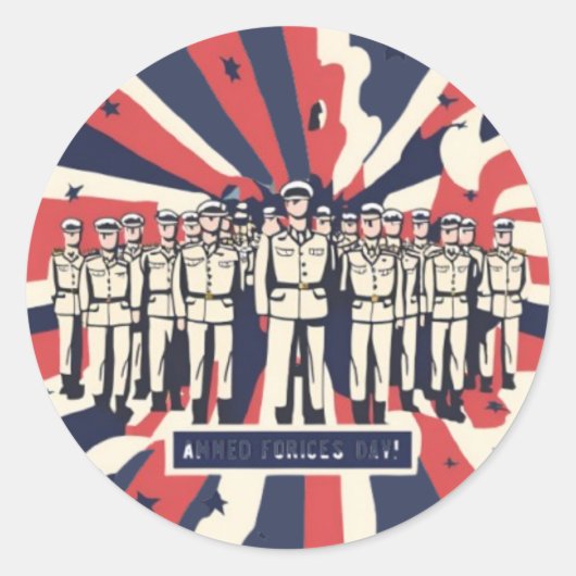 T - Shirt "Salute to Service: Happy Armed Forces D Runder Aufkleber (Vorderseite)