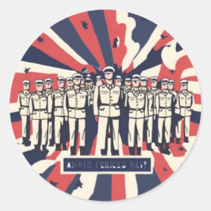 T - Shirt "Salute to Service: Happy Armed Forces D Runder Aufkleber