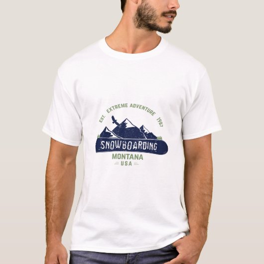T - Shirt Schnee Boarding MONTANA USA (Vorderseite)