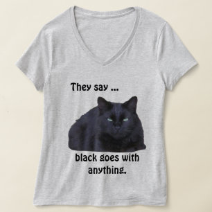 T - Shirt - Schwarze geht mit jeder Katze
