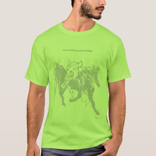 T - SHIRT; SEINE UND HERREN PFERDE GALLOP ZUSAMMEN T-Shirt (Vorderseite)