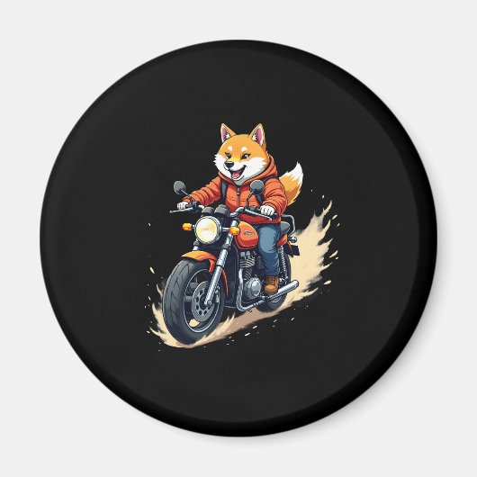 T - Shirt, Shiba Inu, Motorrad, Hund, Puppe, Magnet (Vorne)