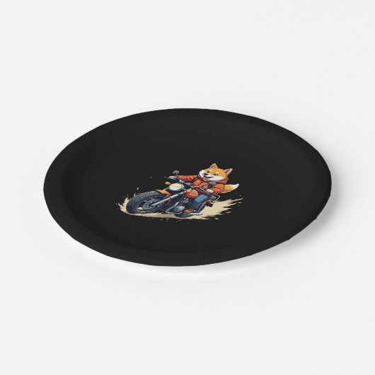 T - Shirt, Shiba Inu, Motorrad, Hund, Puppe, Pappteller (Schrägansicht)