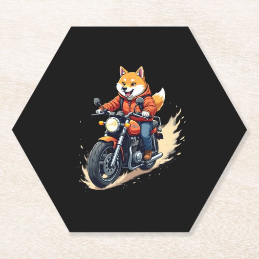 T - Shirt, Shiba Inu, Motorrad, Hund, Puppe, Untersetzer (Vorderseite)