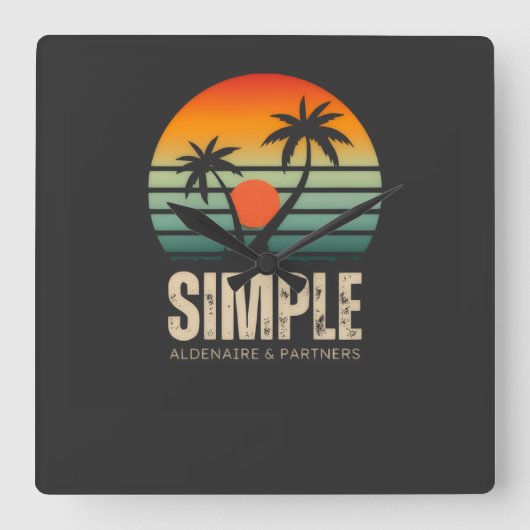 T-shirt Simple Sunset - Tropical vibes design Quadratische Wanduhr (Vorderseite)