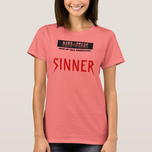 T - Shirt SINNER FÜR FRAUEN, WEISS/SCHWARZ (Vorderseite)