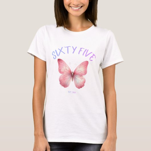 T-Shirt Sixty Five Pink Butterfly (Vorderseite)