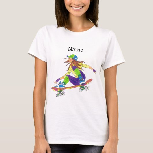 T - Shirt Skateboarder Girl (Vorderseite)