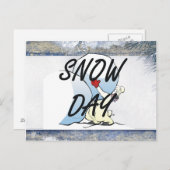 T-Shirt Snow Day Postkarte (Vorne/Hinten)