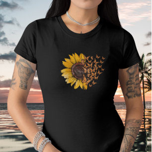 T - Shirt Sonnenblume mit Schmetterling - Tourneso