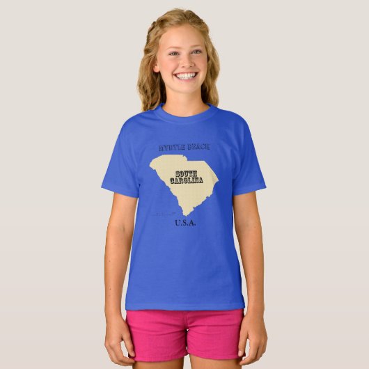 T - Shirt - South Carolina Karte mit Stadt (Vorne ganz)
