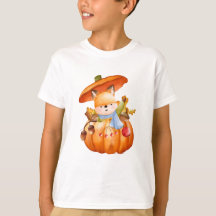 T-Shirt. Süße Früchte und freundliche Haustiere Ku