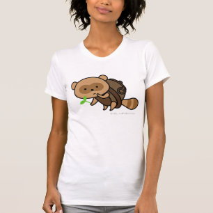 T - Shirt - Teekessel Tanuki mit Blätter