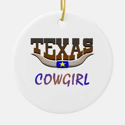 T-SHIRT Texas-Cowgirl Keramikornament (Vorne)