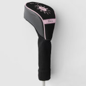 T-Shirt Time Clock Schwarz Rosa Name Monogramm Golf Headcover (angewinkelt)